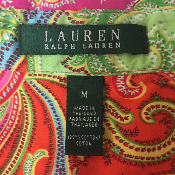 Lauren Ralph Lauren Pink and Green Paisley Blouse - Picture 6 of 8